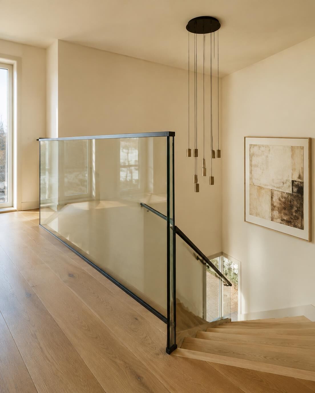 Glazen balustrade met stalen profiel
