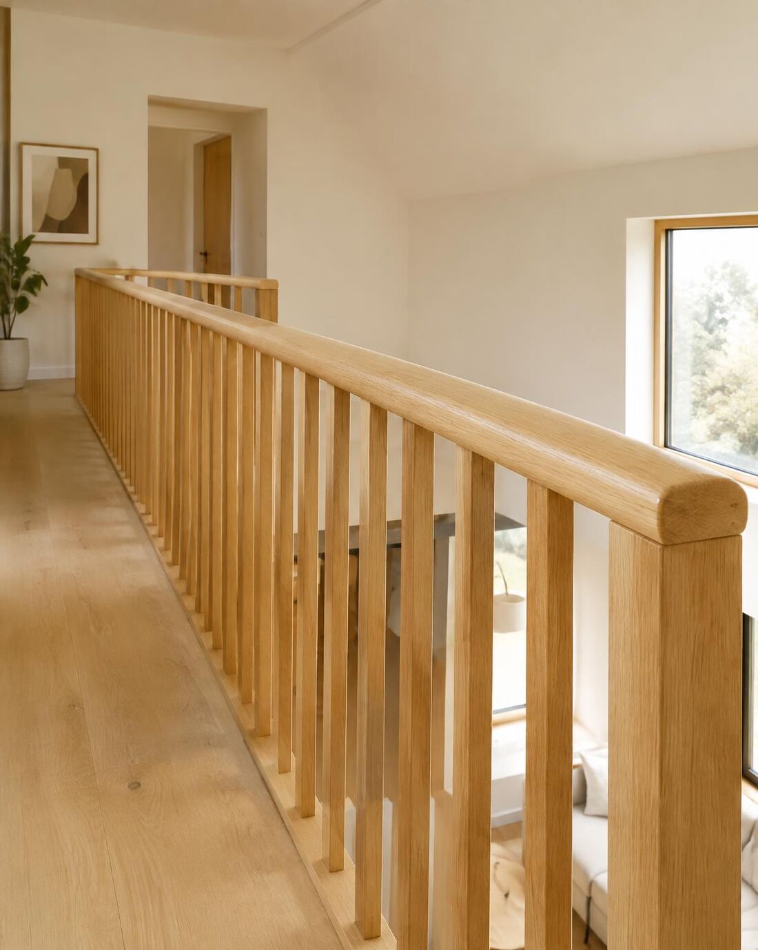 Moderne eiken balustrade